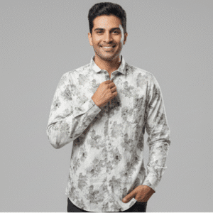 Classic Light Green Casual Full Sleeves Printed Shirt Mens Shirt for Men