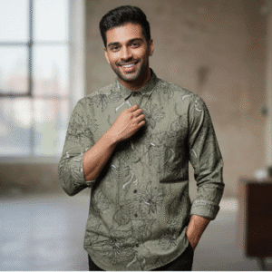 Exclusive Dark Green Casual Full Sleeves Printed Shirt Mens Shirt for Men