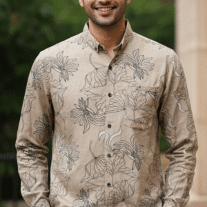 Classic Brown Casual Full Sleeves Printed Shirt Mens Shirt for Men