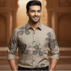 Stylish Brown Casual Full Sleeves Printed Shirt Mens Shirt for Men