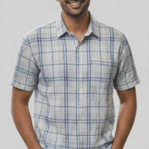 Smart Blue Checks Half Sleeves Mens Shirt for Men