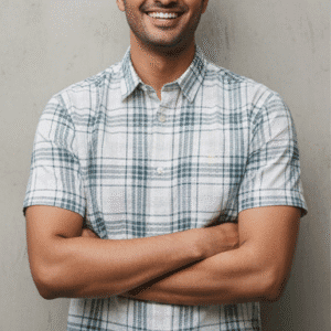 Premium Light Green Checks Half Sleeves Mens Shirt for Men