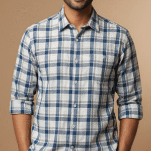 Modern Dark Blue Checks Half Sleeves Mens Shirt for Men