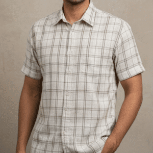 Trendy Light Brown Checks Half Sleeves Mens Shirt for Men