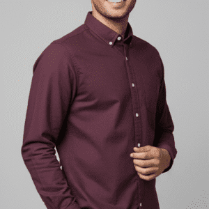 Trendy Dark Maroon Plain Full Sleeves Mens Shirt for Men