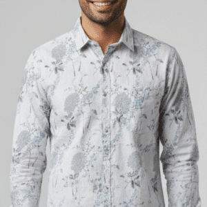 Exclusive White Printed Full Sleeves Mens Shirt for Men