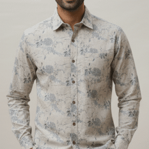Refined Beige Printed Full Sleeves Mens Shirt for Men