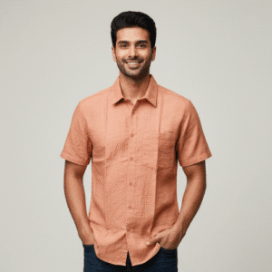 Classic Orange Plain Half Sleeves Mens Shirt for Men