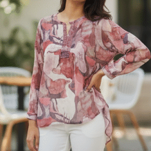 Stylish Rust Printed Party Wear Three Fourth Top Tops for Women