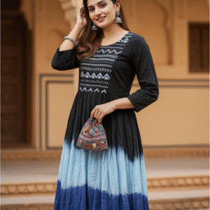 Elegant Tie N Die Printed Long Dress Dress for Women