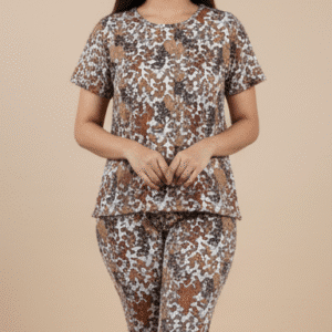 Chic Brown Printed Co-Ordset Co-Ord Set for Women