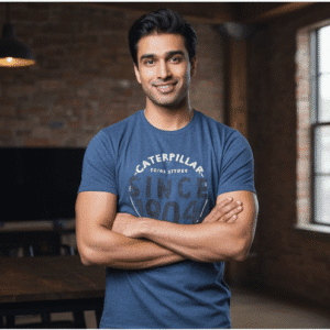 Stylish Blue Round Nack Mens T-Shirt for Men