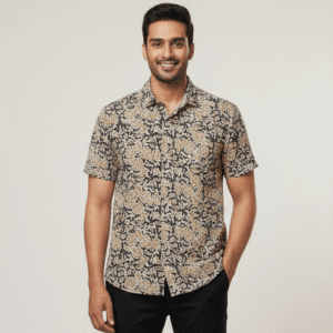 Elegant Brown Casual Hlaf Sleeves Shirt Mens Shirt for Men