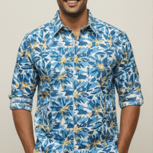 Modern Blue Casual Hlaf Sleeves Shirt Mens Shirt for Men