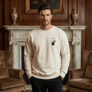 Premium Men's White "Woo Woo Cocktail" Graphic Sweatshirt | Winter Fleece Casual Wear