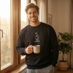 Men's Black Premium Graphic Sweatshirt | Soft Fleece Winter Wear | Casual Oversized Printed Pullover