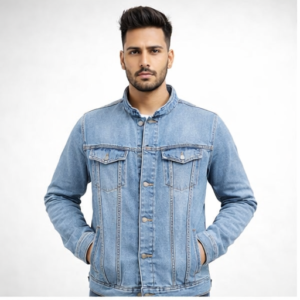 M & T Men’s Sky Blue Denim Jacket | Casual Stylish Denim Outerwear
