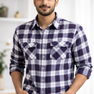 Brown Checkered Full Sleeve Cotton Shirt for Men | Regular Fit Casual & Formal Wear