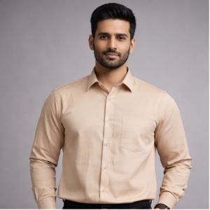 Men’s Beige Formal Shirt – Classic Full Sleeve Office Wear Shirt for Men | Regular Fit