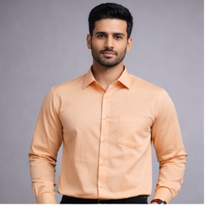 Men’s Solid Orange Formal Shirt – Full Sleeves Regular Fit Office Wear Shirt for Men