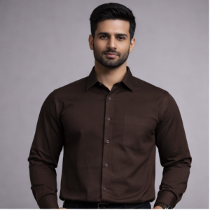 Men’s brown Formal Shirt – Full Sleeves Office Wear Cotton Blend