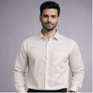 Men’s Off White Formal Shirt – Classic Full Sleeve Office & Business Wear Shirt