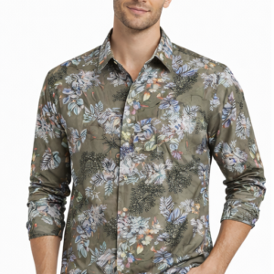M&T Men Casual Printed Shirt | Green Floral Print Full Sleeve Shirt | Stylish Casual Wear