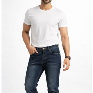 Men Narrow Fit Jeans | Dark Blue Casual Denim Jeans for Men