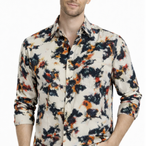 M&T Men Printed Full Sleeve Shirt | Cream Abstract Print Casual Shirt | Stylish Men’s Wear
