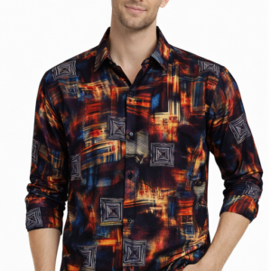 M&T Men Printed Full Sleeve Shirt | Multicolor Abstract Pattern Shirt | Stylish Casual Wear