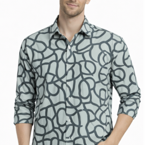 M&T Men Printed Full Sleeve Shirt | Light Grey Abstract Print Shirt | Stylish Casual Men’s Wear