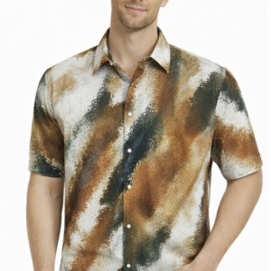 Printed Shirt – White Tropical Leaf Print Half Sleeve Casual Shirt