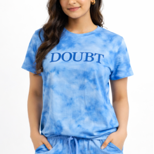 M&T Women Printed Co-Ord Set | Blue Tie-Dye T-Shirt & Shorts | Casual & Loungewear